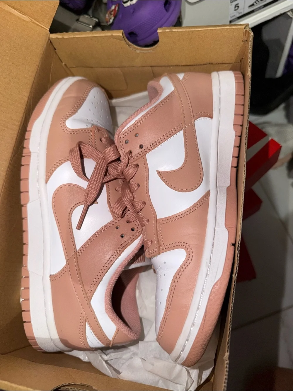 Nike Pink and White Low-Top Sneakers - Soft Rose Interior